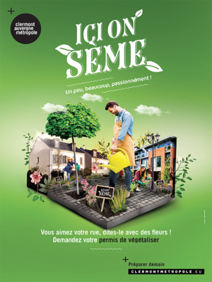 Flyer Ici on sème dispositif de végétalisation de la métropole clermontoise par les citoyen.ne.s